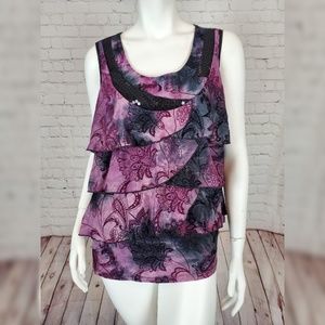 Dress Barn Ruffled Sequins Velour Accent Tank Top